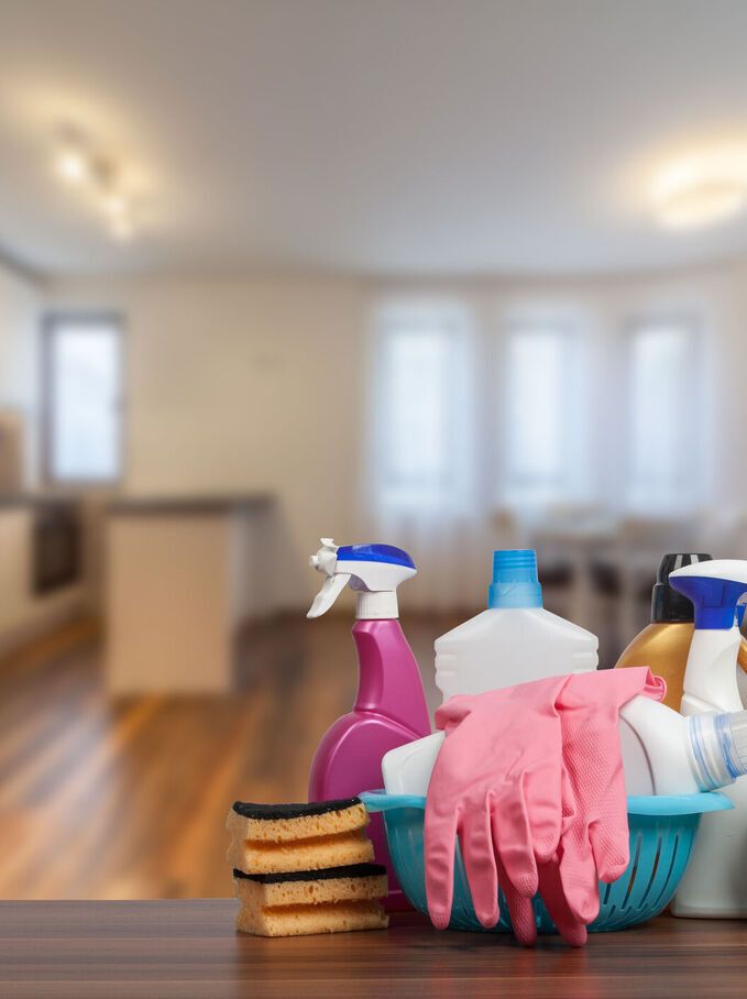 Cleaner organising a closet